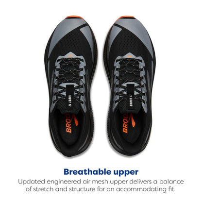 Brooks Women’s Ghost 17 Neutral Running Shoe - Black/Orange - 9.5 Medium