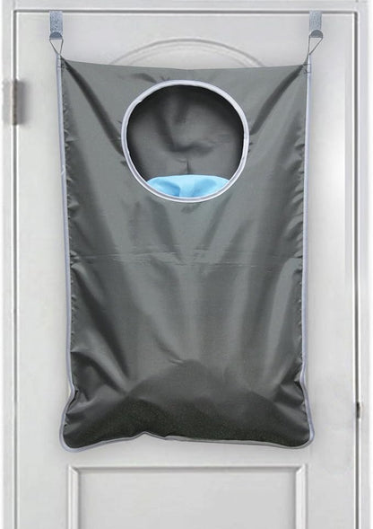 Oxford Fabric Space Saving Door-Hanging Laundry Hamper Bag + 2 Stainless Steel