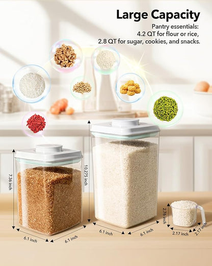Ankou Food Storage Container Sets, 2.8 Qt *2+ 4.2 Qt *4 Airtight Canisters