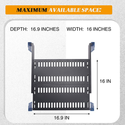 BreezeHug 1U Server Rack Shelf, 4-Post Adjustable Ventilated Rack Mount Tray, 19 Inch Universal Shelf with 16''-31" Adjustable Depth for Network Equipment Server Cabinet, Black
