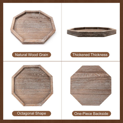 Rustic Candle Holder Plate Boho Wooden Decorative Trays for Coffee Table Farmhouse Kitchen Counter Home Decor Living Room Small Wood Serving Tray for Dining Table Centerpiece Bathroom Vanity Trays