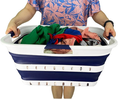 SAMMART 42L Collapsible Plastic Laundry Basket