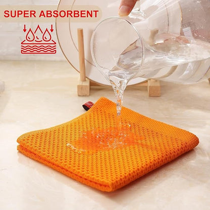 Kitinjoy 100% Cotton Kitchen Dish Cloths, 12 Pack Waffle Weave Ultra Soft