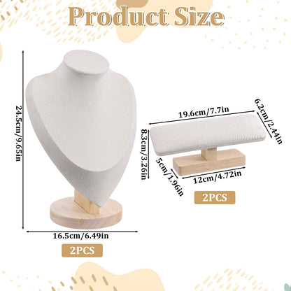 HANLANXUE 4 Pcs Necklace and Bracelet Display Stand Set, Necklace Display Stand T Bar Bracelet Holder for Retail Home Decor Vendors Trade Organizer