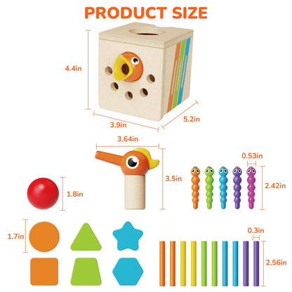 Paisure 5-in-1 Wooden Activity Cube, Magnetic Bird Feeding Toy