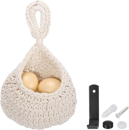 uxcell Hanging Fruit Baskets for Kitchen, Hand-Woven Wall Hanging Storage Jute