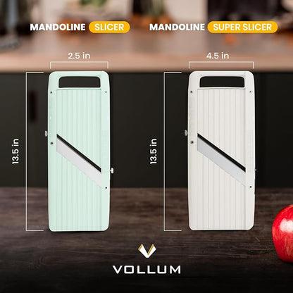 Vollum Wide Japanese Mandoline Slicer for Kitchen – Professional Slicer Vegetable Cutter with Interchangeable Stainless Steel Blades – Food Manual Slicer Handheld Mandoline Slicer