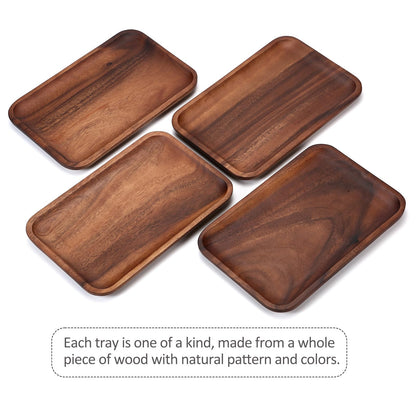 2PCS Serving Wood Valet Tray for Men Women, Catch All Acacia Mens Key Dump Bedside Nightstand Organizer EDC Decorative Wooden Tray for Phone Watch Wallet Keys