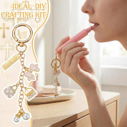 VioraWhite 457 Pcs Charms Lip Gloss Keychain Making Kit, DIY Craft with Charms, Key Chain, Jump Rings, Lobster Clasps, Chains and Tools for DIY Crafting Jewelry Making Keychains Supplies