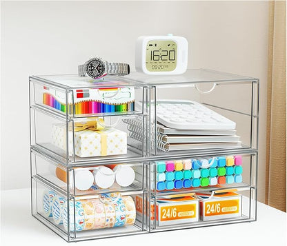 YFXCVSL Clear Stackable Storage Drawers, Acrylic Makeup Organizer with 7 Drawers, Bathroom Organizers and Storage, Plastic Bins for For Vanity, Undersink, Kitchen Cabinets, Pantry