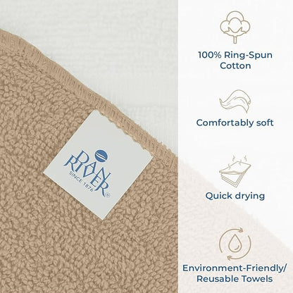 DAN RIVER 100% Cotton Washcloths 20 Pack Premium Quality Face and Body Cloth