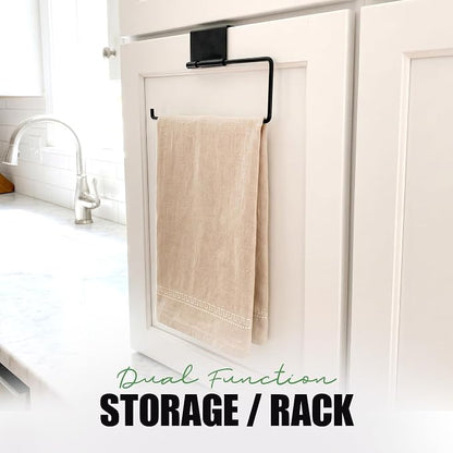 Evelots 2-in-1 Pot Lid Organizer with Towel Holder - 2 Pack, 3-Tier Cabinet Door Rack - Space-Saving Kitchen Organizer for Glass or Metal Pan Lids & Towels - Over the Door Design - Black