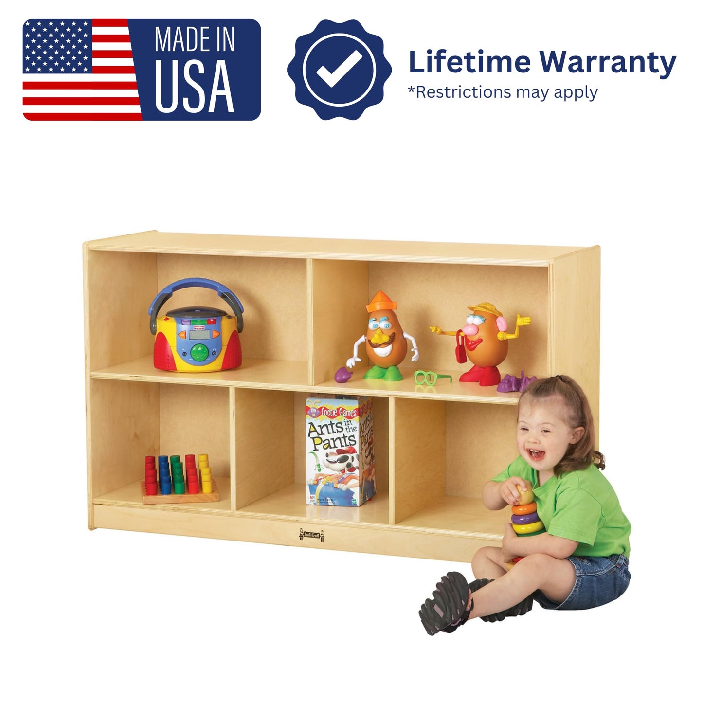 Jonti-Craft Low Single Mobile Storage Unit Shelves, 29.5 x 48 x 15 in,Yellow