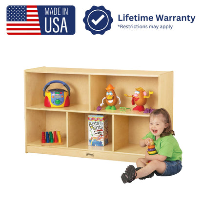 Jonti-Craft Low Single Mobile Storage Unit Shelves, 29.5 x 48 x 15 in,Yellow