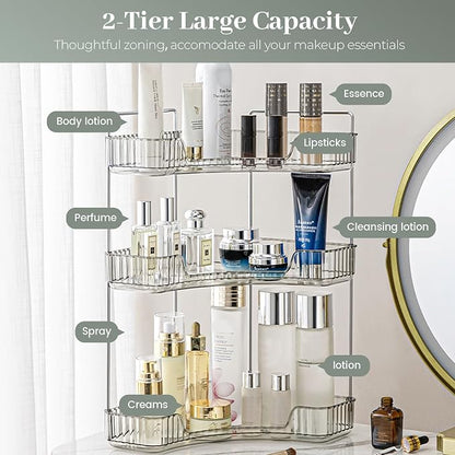 Aveniee Corner Bathroom Counter Organizer, Bathroom Countertop Shelf Makeup Organizer for Vanity Perfume Tray for Corner Storage (3 Tiers, Grey)