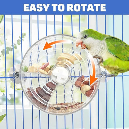 BNOSDM Bird Foraging Toy Creative Feeder Systems with Seed Food Rotating Wheel for Enrichment & Training Parrot Puzzle Toys Ideal for Small and Medium Cockatiel Parakeet ConureWhite