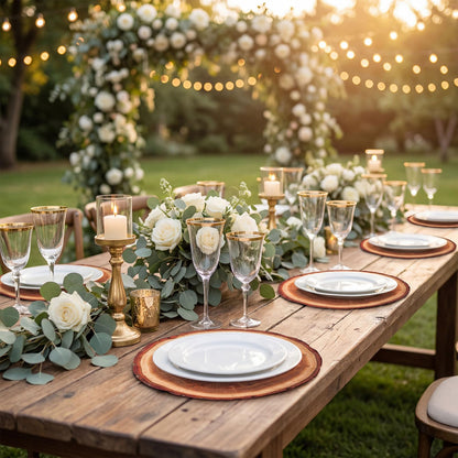60 Pcs Wood Placemats, 13.5 Inch Disposable Paper Placemats Rustic Wedding Decor,Brown Round Table Mats Bulk for Table Setting Farmhouse Wedding Banquet Dinner Party Decor