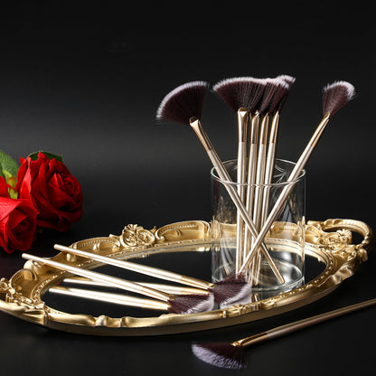 9 Pieces Facial Fan Mask Brushes, Soft Facial Applicator Brushes Tools for Peel Glycolic Makeup for Mud Cream(Champagne)