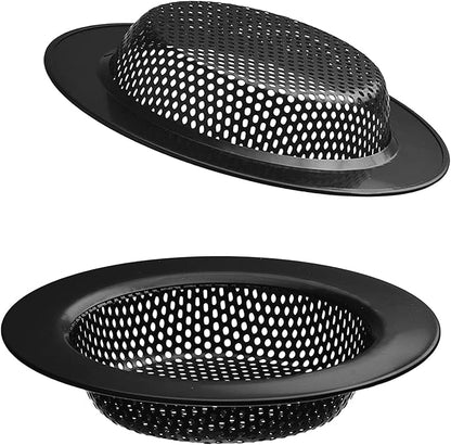 2 Pcs Black Stainless Steel Mesh Sink Drain Strainer, 3.54" Top/2.16" Kitchen