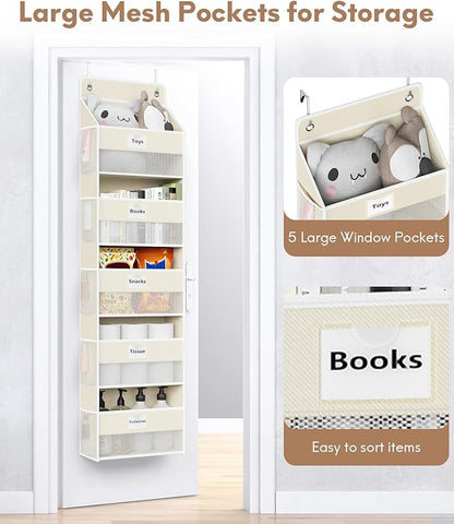 Over The Door Organizer Hanging, 5 Shelf Behind The Doors Storage, Pantry Door