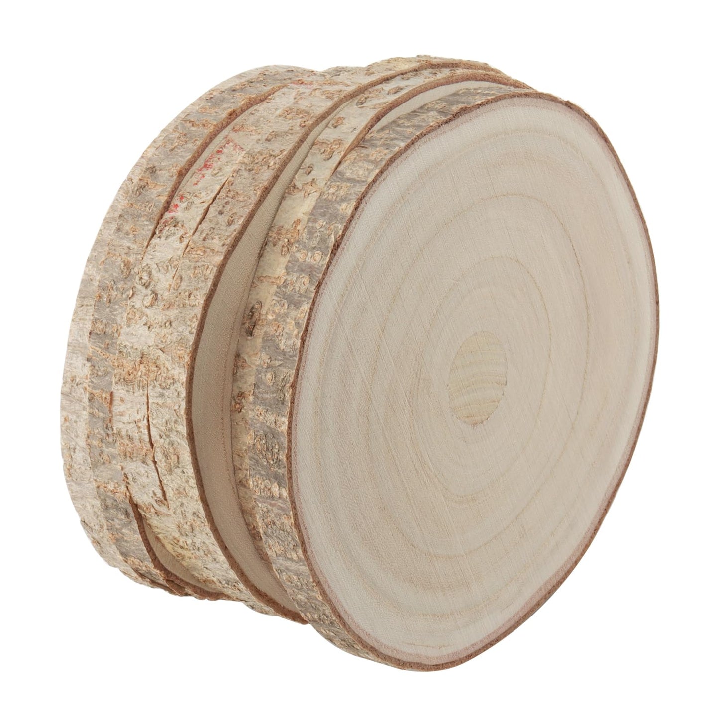 KINJOEK 6PCS 9-10 Inch Large Natural Wood Slices with Bark, Unfinished Wooden Table Coasters Circles, Blank Round Wood Ornaments Slice Bulk for Centerpieces DIY Craft Wedding Party Christmas Decor
