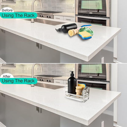 TEZZ Sponge Holder for Kitchen Sink, Stainless Steel Kitchen Storage Sink Caddy