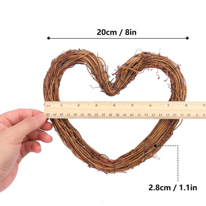 KUKLIPJIM 8 Pcs 8 Inch Heart Shaped Natural Grapevine Wreath Set, Hand-Woven Vine Branch Wreaths for DIY Crafts, Christmas Decorations, Home & Event Styling