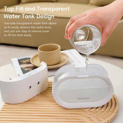 Deevepanda Small Dual Cool Mist Humidifier for Bedroom, 500ml Mini Plant Humidifier Indoor, Rechargeable Battery Powered Portable Desk Baby Humidifier for Kids Room Home Baby Nursery, Office, White