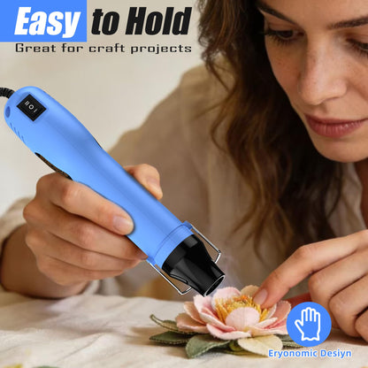 330W Mini Heat Gun, 250℃/350℃ Dual Temp Fast Heat Hot Air Gun with Overload Protection, Reflector Nozzle and Double Insulated 1.5m Cable for Heat Shrink Tubing, Crafts, Embossing