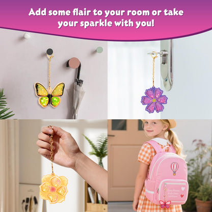 Shake-its Glitter Craft Kits, DIY Art Kit for Kids - Fun Shake Art Supplies, Creative Arts and Crafts Activity Gifts for Girls & Boys Ages 4 5 6 7 8 9 (Flowers & Butterflies)