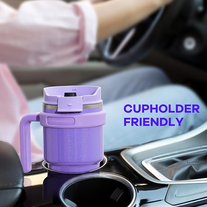 20 oz Insulated Coffee Mug Tumbler with Handle, Stainless Steel Travel Mug Tumbler with Lid and Straw,Double Wall Vacuum Leak Proof Ice Coffee Thermal Cup, Ocean Teal