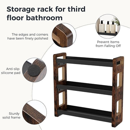 Bathroom Organizers and Storage,Bathroom Counter Organizer,Bathroom Counter Shelf,Bathroom Sink Organizer,Vanity Organizers,Vanity Storage,Perfume Display,Perfume Storages(Brown 3 Tier)