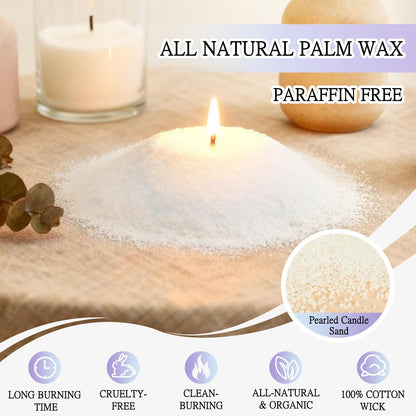 BRELANO Crystal Candle Making Kit – No-Melt Candle Sand, 18 oz Pearled Wax, 30 Cotton Wicks, 3 Natural Crystals & Refillable Glass Jar – DIY Candle Gift Set for Women & Home Decor,mom Gift