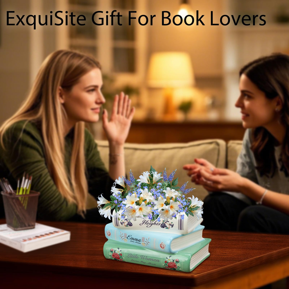 NOVEMBER SPRING Book Flower Vase, Book Planter, Book Planters for Indoor Plants, Cute Flower Pot for Bookshelf Decor, Home Decor, Book Shaped Vase for Book Lovers Gifts