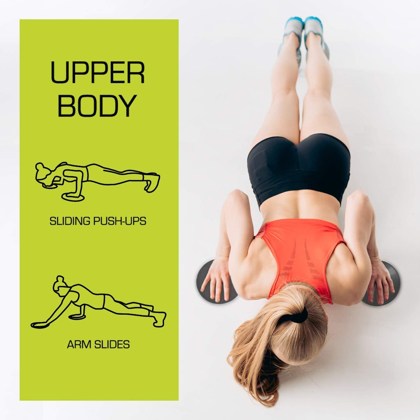 Nicole Miller Exercise Sliders for Fitness Workout [2PK], Double Sided Gilder Strength Slides Discs Work Smoothly on Any Surface for Stretch Strength Core Exercise (Black)