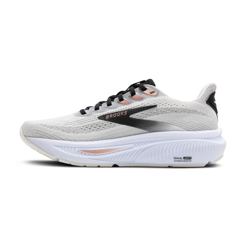 Brooks Women’s Ghost 17 Neutral Running Shoe - White/Black/Rose Gold - 8 Medium
