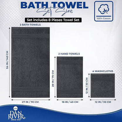 DAN RIVER 8 PC Luxury Bath Towels