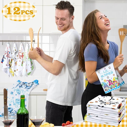 12 Pcs Seasonal Kitchen Towels Set