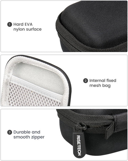 RISETECH Earbud Case Compatible with Beats Powerbeats Pro 2 Wireless Bluetooth Earbuds, Portable Travel Hard Shell Earphone Case - with Clip (Black)