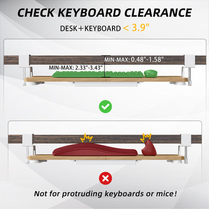 ETHU Keyboard Tray Under Desk, 26.77" X 11.81" Large Size Keyboard Tray with C Clamp-on Mount Easy to Install, Computer Keyboard Stand, Ergonomic Keyboard Tray for Home and Office (Oak)