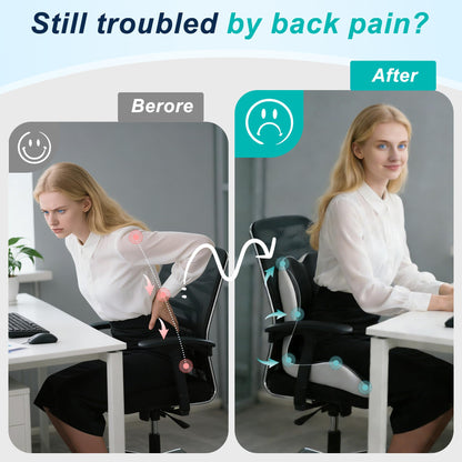 BANKQF Seat Cushion for Office Chair and Car, Lumbar Support Pillow for Office Chair, Memory Foam Ergonomic Seat Cushion for Long Sitting, Back & Tailbone Pain, Sciatica - Dark Gray & Light Gray