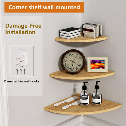 CYWDTYRDXZ Corner Mounting Shelf, Easy to Install Wall Corner Shelf, Wall Shelves with Wood Grain Finish, Durable and Waterproof Wooden Material for Kitchen, Bathroom, Living Room Home Décor (Brown)
