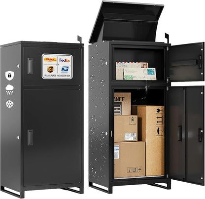 Package Delivery Boxes for Outside – Large Outdoor Parcel Drop Box with Lock, Waterproof & Anti-Theft, Steel Mailbox for Porch, Home, Patio or Front Door (No Assembly Required)