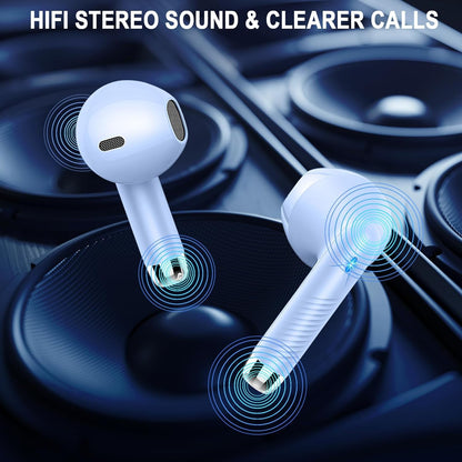 Wireless Earbuds Bluetooth 5.4 , Ear Buds LED Power Display Headphones 6D Stereo, Bluetooth Earbuds in-Ear Noise Cancelling Mic, 40H Playback Mini Case IP7 Waterproof Sports Earphones for Android iOS