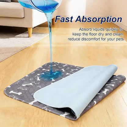 Puppy Pads with Pheromones, Washable Pee Pads for Dogs Potty Training, Reusable Dog Mat with Pet Hair Removal Gloves for Playpen, Crate, Whelping Box (Gray,L)