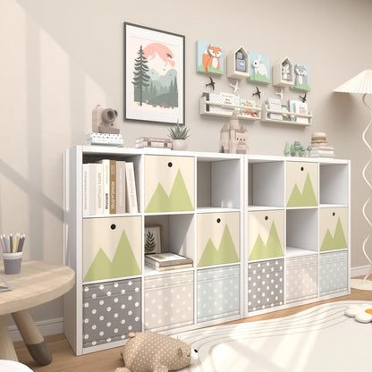 Endearing Limons【2026 Wooden Thick Border 9 Cube Shelf Storage Organizer with Anti-Tipping Kits + Reversible Open Back Bookcase (11 x 11 Unit Cell White)