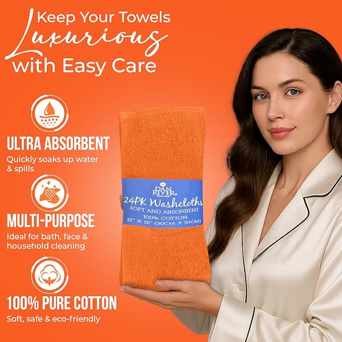 DAN RIVER 24 Pack Wash Cloths for Showering