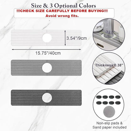 WIFORH Faucet Mat for Kitchen Sink, 16 inch Long Diatomite Fast Drying Stone