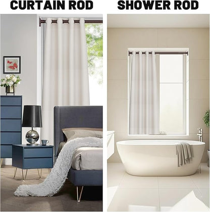 UIOSANRT Brown Shower Curtain Rod 31-68 inches, Stainless Steel Shower Rod & Tension Rod, Adjustable Tension Shower Curtain Rod for Bathroom, Windows, Closet