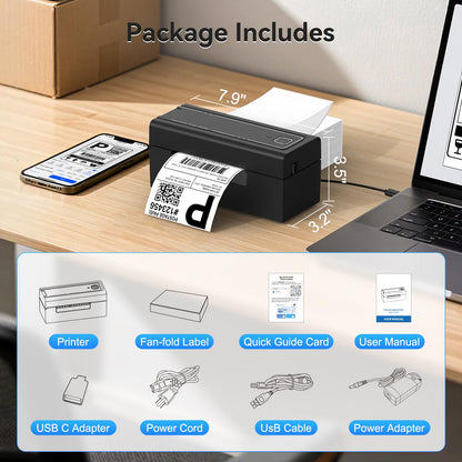 Hoorola Bluetooth Thermal Label Printer, Wireless 4x6 Shipping Label Printer for Small Business & Shipping Packages, Support iPhone, Android, Windows, macOS, Work for Amazon, Shopify, Etsy, USPS